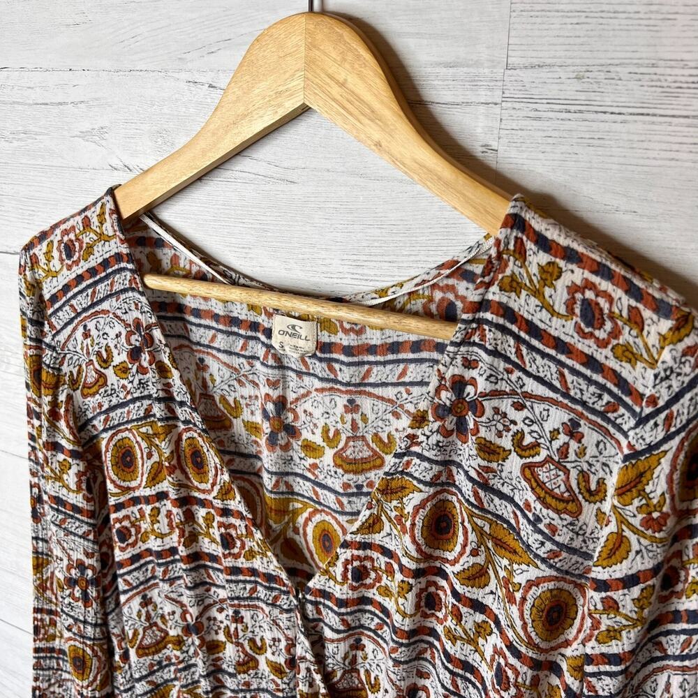 O'Neill Romper Womens Size Small Wrap Boho Floral Earth Tones Drawstring Hippy - Picture 10 of 16